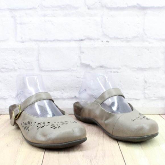 Vionic 374 Midway Gray Leather Slip On Buckled Mary Jane Flat Shoes Size 7 - Picture 3 of 9